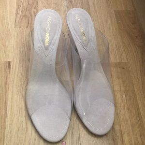 Fashion nova glass slide heels